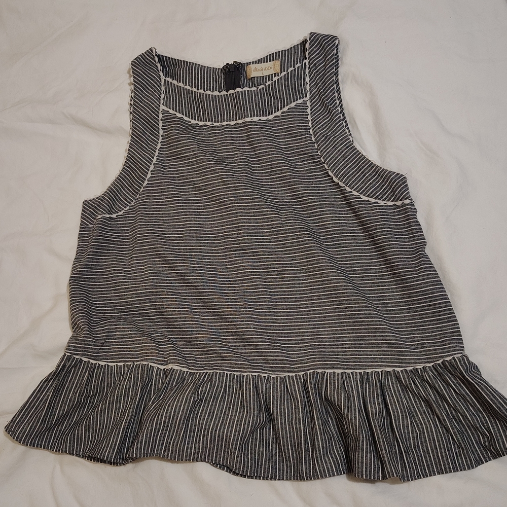 Altar'd State Black and White Peplum Tank Top